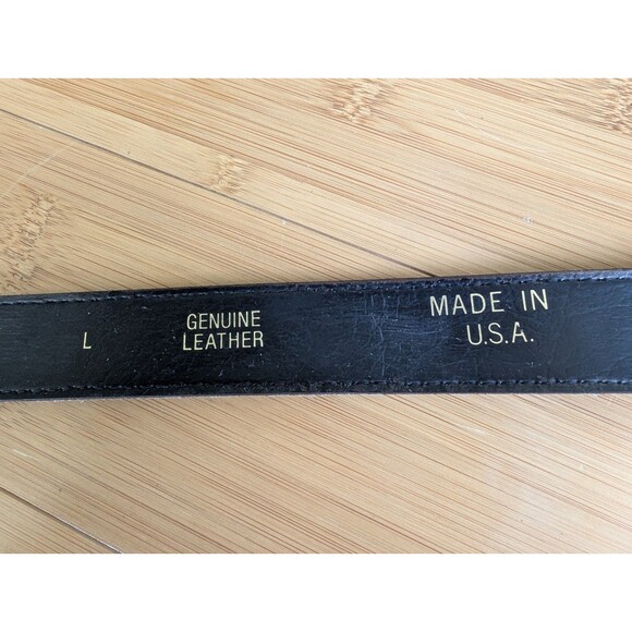 Vtg Genuine Leather Belt Sz L Tan Elephant Style Embossed Made in USA Western - Picture 4 of 5